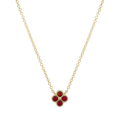 14Kt Ruby Clover Necklace