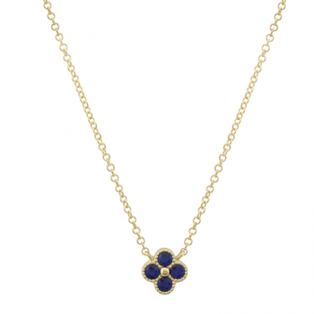 14Kt Sapphire Clover Necklace