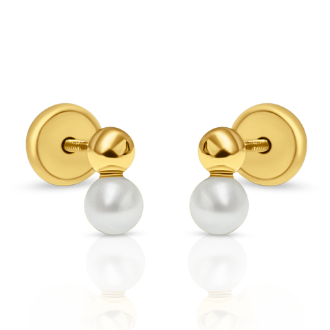 18Kt You & Me Pearl Earrings