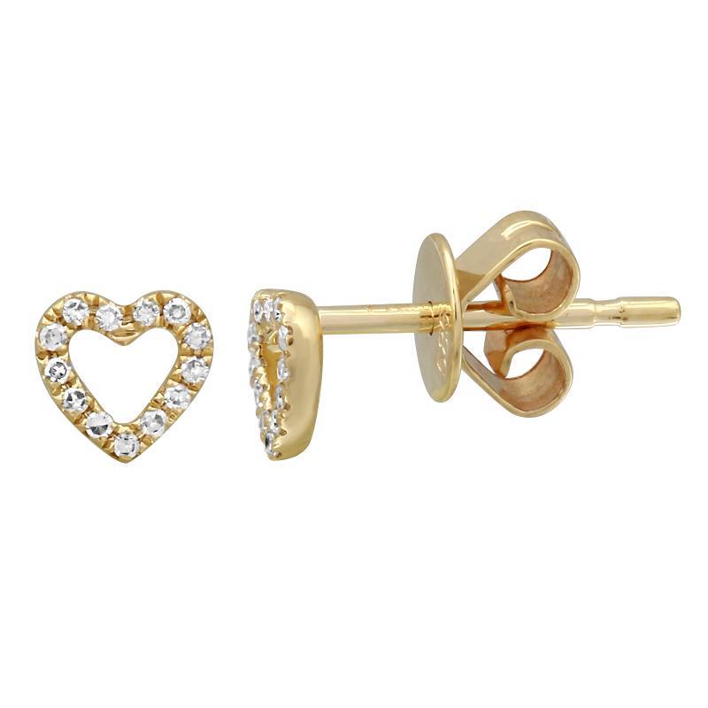 Three Claw Heart Shape Diamond Stud Earrings - Diamond Heaven